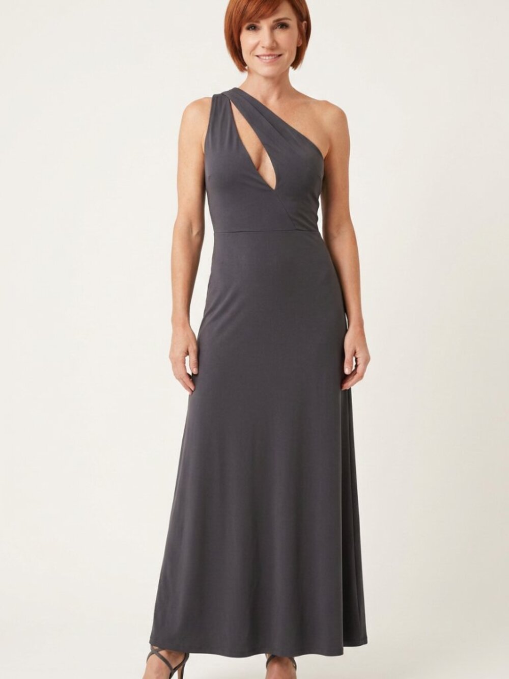 NWT Small Sexy Grey Cut-out Jersey Maxi Dress by Nadine (Dans Tous Ses Etats)